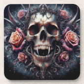 Gothischer Schädel mit Rose Getränkeuntersetzer (Vorderseite)