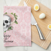 Gothischer Schädel mit Rose Halloween Geschirrtuch (Viertel Falte)
