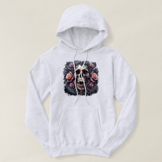 Gothischer Schädel mit Rose Hoodie (Design vorne)