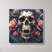 Gothischer Schädel mit Rose Leinwanddruck (Vorderseite)