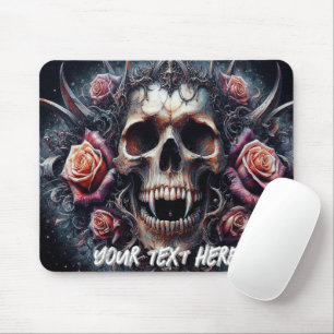 Gothischer Schädel mit Rose Mousepad