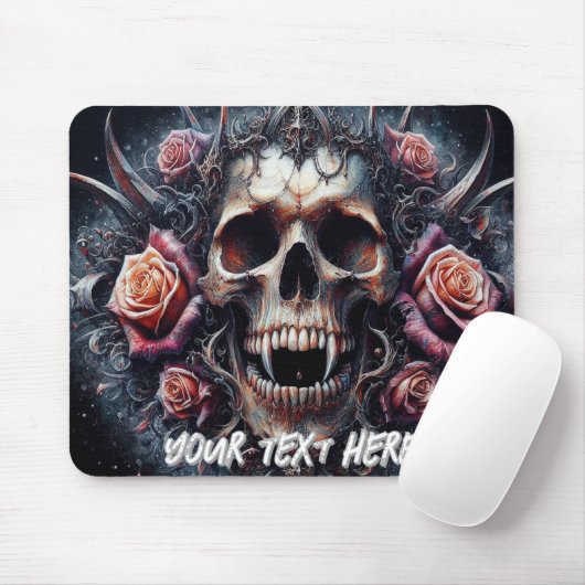 Gothischer Schädel mit Rose Mousepad (Mit Mouse)