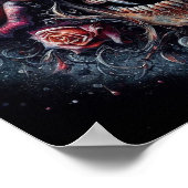 Gothischer Schädel mit Rose Poster (Ecke)