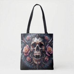 Gothischer Schädel mit Rose Tasche