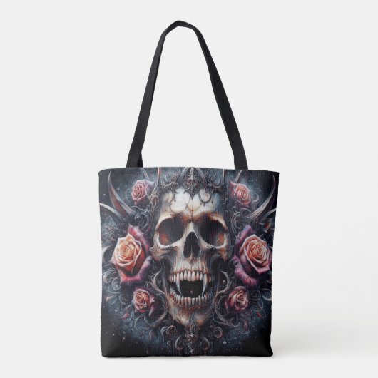 Gothischer Schädel mit Rose Tasche (Rückseite)