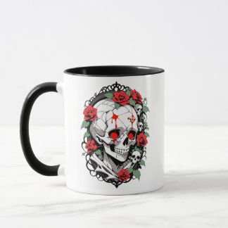 Gothischer Schädel mit Rose Tasse