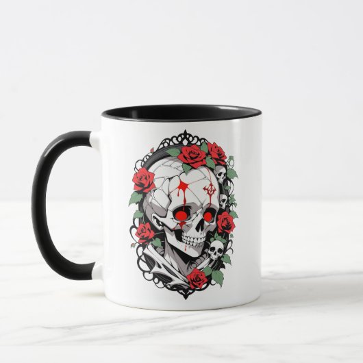 Gothischer Schädel mit Rose Tasse (Links)