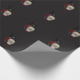 Gothischer Schädel mit Rose und Reben Geschenkpapier