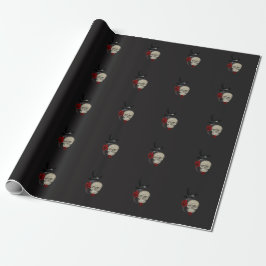 Gothischer Schädel mit Rose und Reben Geschenkpapier
