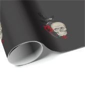 Gothischer Schädel mit Rose und Reben Geschenkpapier (Rolleneckpunkt)