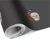 Gothischer Schädel mit Rose und Reben Geschenkpapier (Rolleneckpunkt)