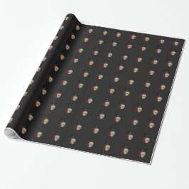 Gothischer Schädel mit Rose und Reben Geschenkpapier