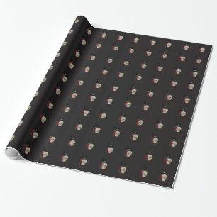 Gothischer Schädel mit Rose und Reben Geschenkpapier