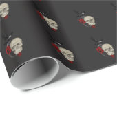 Gothischer Schädel mit Rose und Reben Geschenkpapier (Rolleneckpunkt)