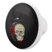 Gothischer Schädel mit Rose und Reben Keramikknauf (Rechts)