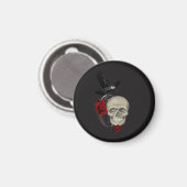 Gothischer Schädel mit Rose und Reben Magnet (Vorderseite/Rückseite)