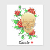 Gothischer Schädel mit Rose und Reben Wasserdicht Aufkleber (Blatt)