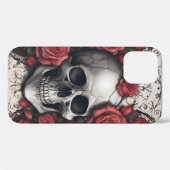Gothischer Schädel mit Rote Rosen Case-Mate iPhone Hülle (Rückseite (Horizontal))