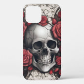 Gothischer Schädel mit Rote Rosen Case-Mate iPhone Hülle (Rückseite)