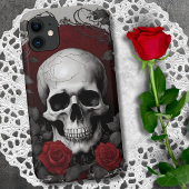 Gothischer Schädel mit Rote Rosen Case-Mate iPhone Hülle