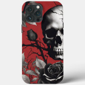 Gothischer Schädel mit schwarzer Rose Case-Mate iPhone Hülle (Rückseite)