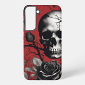 Gothischer Schädel mit schwarzer Rose Samsung Galaxy Hülle (Rückseite)