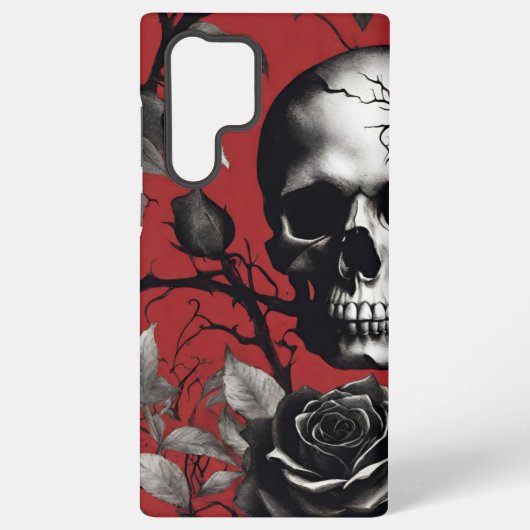 Gothischer Schädel mit schwarzer Rose Samsung Galaxy Hülle (Rückseite)
