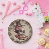 Gothischer Schädel mit Vintager Blumenhaut Pappteller (Party)