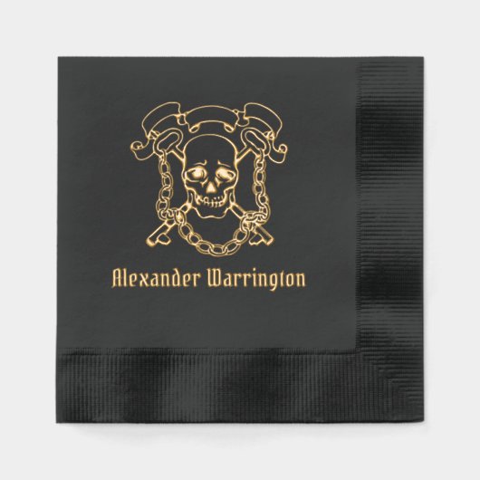 Gothischer Schädel, Schlüssel, Name der Kette Servietten Mit Folie (Vorderseite)