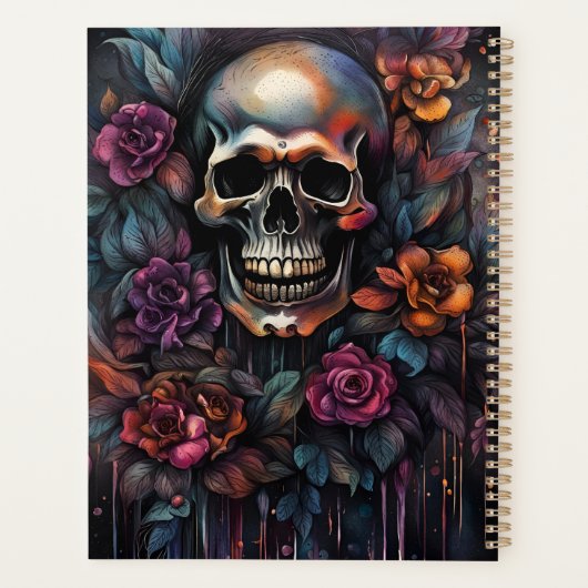 Gothischer Schädel und Blume Planer (Rückseite)