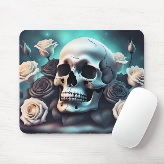 Gothischer Schädel und Rose-Mauspad Mousepad (Mit Mouse)