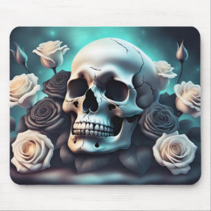 Gothischer Schädel und Rose-Mauspad Mousepad