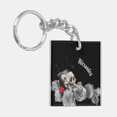 Gothischer Schädel und Rose Schlüsselanhänger (Vorderseite links)