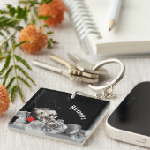 Gothischer Schädel und Rose Schlüsselanhänger (Vorderseite rechts)