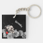 Gothischer Schädel und Rose Schlüsselanhänger (Rückseite)