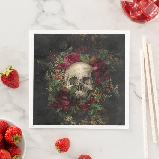 Gothischer Schädel und Rose Serviette (Beispiel)