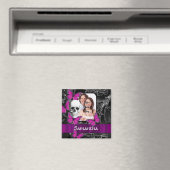 Gothischer Schädel und Schmetterlinge Magnet (In Situ (Geschirrspüler))