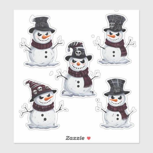 Gothischer Schneemann Aufkleber (Blatt)