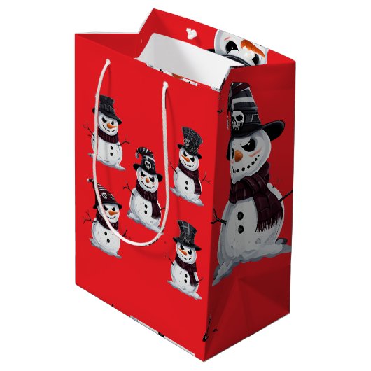 Gothischer Schneemann Mittlere Geschenktüte (Rückseite Schrägansicht)