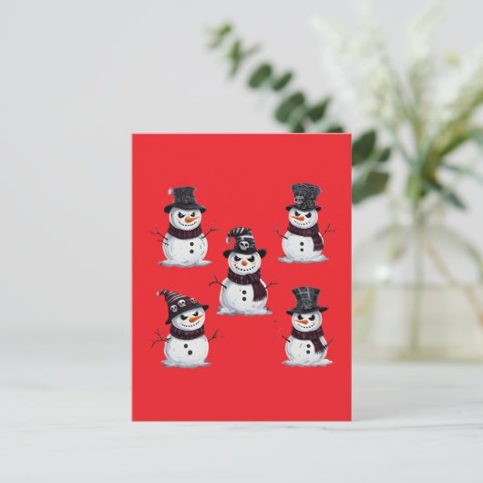 Gothischer Schneemann Postkarte (Stehend Vorderseite)
