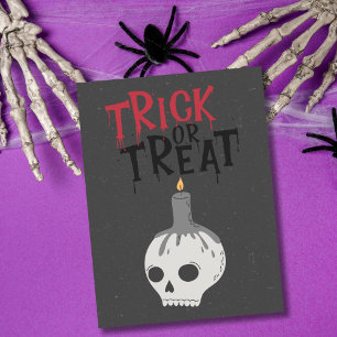 Gothischer Skelett-Schädel-Trick-or-Treat-Hallowee Postkarte