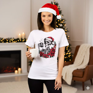 Gothischer Skelett-Weihnachtsmann Feiertag Dunkle Tri-Blend Shirt