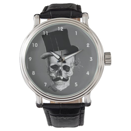 Gothischer Steampunkskull-Gentleman Armbanduhr (Vorderseite)