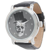 Gothischer Steampunkskull-Gentleman Armbanduhr (Schrägansicht)