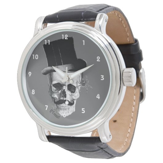 Gothischer Steampunkskull-Gentleman Armbanduhr (Schrägansicht)