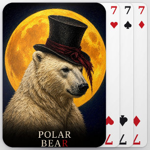 Gothischer Surrealismus mit Eisbär und Zylinder Spielkarten