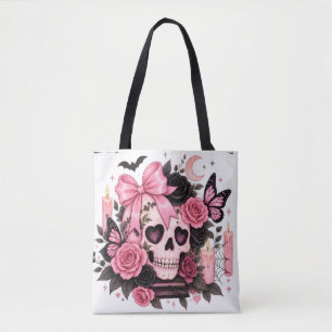 Gothischer Totenkopf-Coquette-Halloween-Tasche mit Tasche