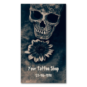 Gothischer Totenkopf Sonnenblume Vintage Antik Magnetische Visitenkarte