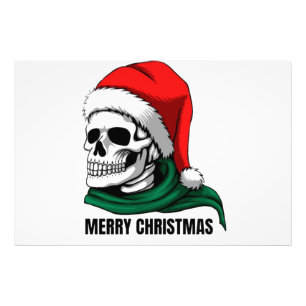 Gothischer Weihnachts-Schädel mit Santa-Hut Fotodruck