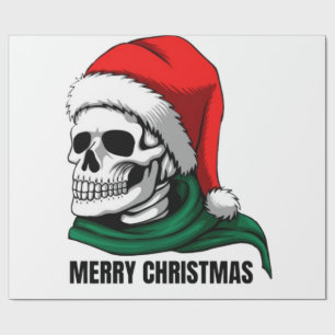 Gothischer Weihnachts-Schädel mit Santa-Hut Geschenkpapier